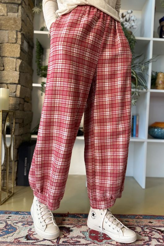 Patrick Plaid Brushed Cotton Demi Bloom Pant Soft Red